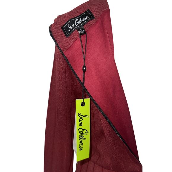 NEW Sam Edelman Amber Red Metallic Ribbed Asymmetrical Ruffle Dress Size 6 - Picture 13 of 14